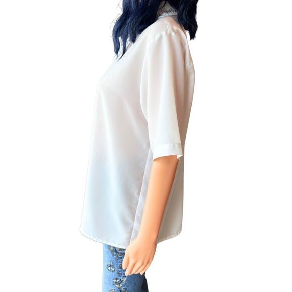 Vintage Yves St. Clair White Floral Embroidered Button Front Blouse Size Large - Picture 4 of 10